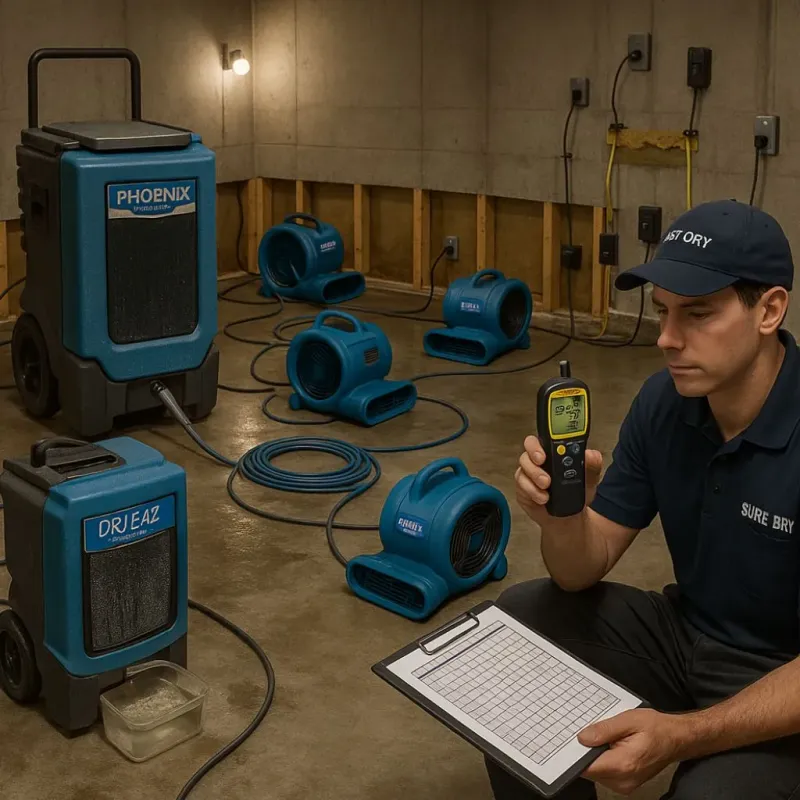 Structural Drying and Dehumidification process in Cheverly, MD